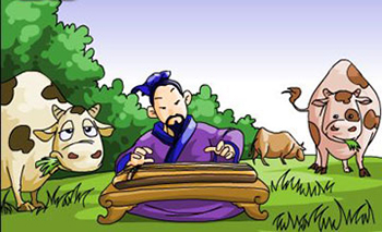 对牛弹琴的故事图片